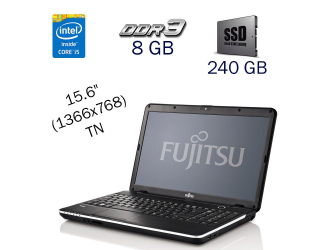 БУ Ноутбук Fujitsu LifeBook A512 / 15.6&quot; (1366x768) TN / Intel Core i5-3320M (2 (4) ядра по 2.6-3.3 GHz) / 8 GB DDR3 / 240 GB SSD / WebCam / Windows 10 PRO Lic из Европы