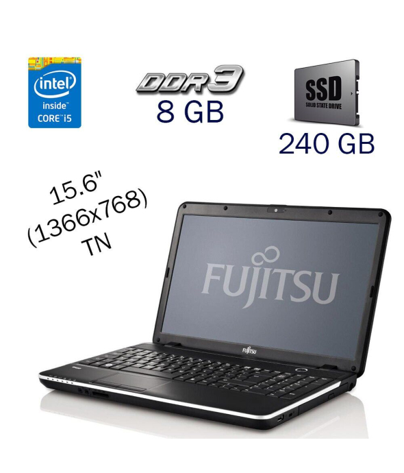 Ноутбук Fujitsu LifeBook A512 / 15.6&quot; (1366x768) TN / Intel Core i5-3320M (2 (4) ядра по 2.6-3.3 GHz) / 8 GB DDR3 / 240 GB SSD / WebCam / Windows 10 PRO Lic - 1