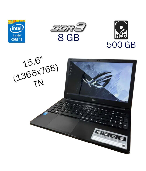 Ноутбук Acer Aspire E1-571 / 15.6&quot; (1366x768) TN / Intel Core i3-4005U (2 (4) ядра по 1.7 GHz) / 8 GB DDR3 / 500 GB HDD / Intel HD Graphics 4400 / WebCam / Windows 10 PRO Lic - 1