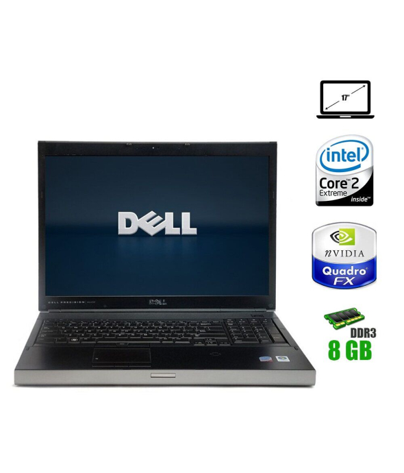 Ноутбук Dell Precision M6400 / 17&quot; (1440x900) TN / Intel Core 2 Extreme X9100 (2 ядра по 3.06 GHz) / 8 GB DDR3 / 128 GB SSD + 320 GB HDD / nVidia Quadro FX 3700m, 1GB GDDR3, 256-bit / WebCam - 1