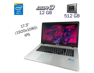 БУ Ігровий ноутбук Asus X751LX/ 17.3 &quot; (1920x1080) IPS / Intel Core i7-5500U (2 (4) ядра по 2.4 - 3.0 GHz) / 12 GB DDR3 / 512 GB SSD Samsung / nVidia GeForce GTX 950M, 2 GB GDDR5, 128-bit / WebCam / Windows 10 PRO Lic из Европы