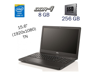 БУ Ноутбук Б класс Fujitsu LifeBook A557 / 15.6&quot; (1920x1080) TN / Intel Core i5-7200U (2 (4) ядра по 2.5 - 3.1 GHz) / 8 GB DDR4 / 256 GB SSD / Intel HD Graphics 620 / WebCam / Windows 10 PRO Lic из Европы