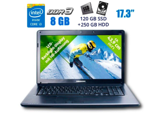 БУ Ноутбук Б-клас Medion Akoya E7216 / 17.3&quot; (1600x900) TN / Intel Core i3-380M (2 (4) ядра по 2.53 GHz) / 8 GB DDR3 / 120 GB SSD + 250 GB HDD / Intel HD Graphics / NoWebCam / New АКБ из Европы