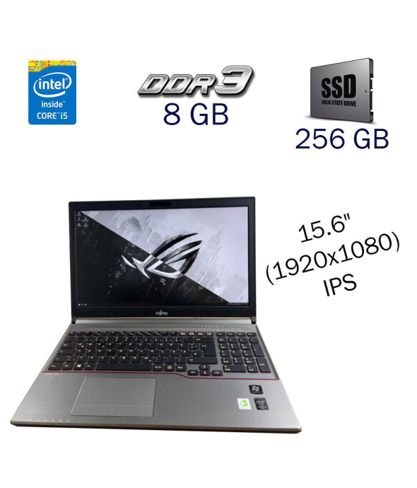 Ультрабук Fujitsu LifeBook E754 / 15.6&quot; (1920x1080) IPS / Intel Core i5-4300M (2 (4) ядра по 2.6 - 3.3 GHz) / 8 GB DDR3 / 256 GB SSD / Intel HD Graphics 4600 / WebCam / Windwos 10 PRO Lic - 1