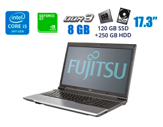 БУ Ноутбук Fujitsu Lifebook N532 / 17.3&quot; (1600x900) TN / Intel Core i5-3230M (2 (4) ядра по 2.6 - 3.2 GHz) / 8 GB DDR3 / 120 GB SSD + 250 GB HDD / nVidia GeForce GT 620M, 1 GB DDR3, 64-bit / WebCam / USB 3.0 / HDMI из Европы