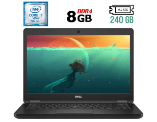 БУ Ноутбук Dell Latitude 5480 / 14&quot; (1366x768) TN / Intel Core i7-7600U (2 (4) ядра по 2.8 - 3.9 GHz) / 8 GB DDR4 / 240 GB SSD M. 2 / Intel HD Graphics 620 / WebCam / USB 3.1 / HDMI / Windows 11 Ліцензія из Европы