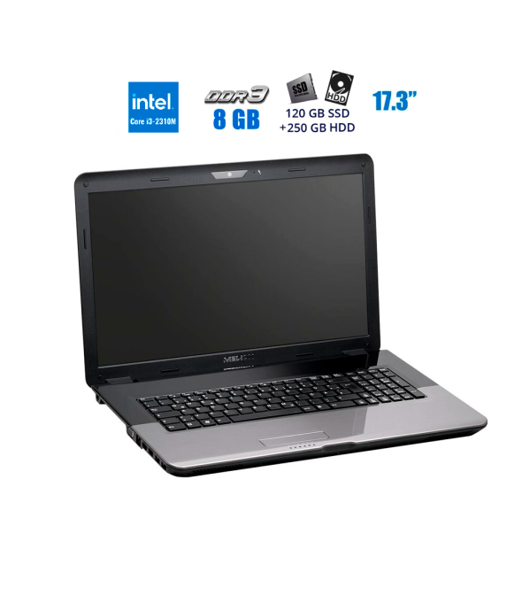 Ноутбук Medion Akoya E7220 / 17.3&quot; (1600x900) TN / Intel Core i3-2310M (2 (4) ядра по 2.1 GHz) / 8 GB DDR3 / 120 GB SSD + 250 GB HDD / Intel HD Graphics / WebCam / USB 3.0 - 1