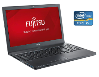 БУ Ноутбук Fujitsu LifeBook A557 / 15.6 &quot; (1366x768) TN / Intel Core i5-7200U (2 (4) ядра по 2.5 - 3.1 GHz) / 8 GB DDR4 / 250 GB SSD / Intel HD Graphics 620 / WebCam / DVD-ROM / Win 10 Pro из Европы