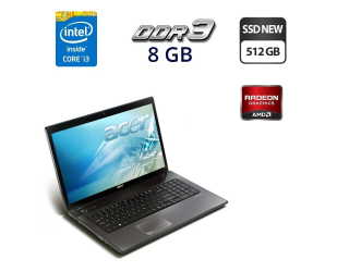 БУ Ноутбук Б-класс Acer Aspire 7741G / 17.3&quot; (1600x900) TN / Intel Core i3-370M (2 (4) ядра по 2.4 GHz) / 8 GB DDR3 / 512 GB SSD NEW / ATI Mobility Radeon HD 5470, 512 MB GDDR3, 64-bit / WebCam / HDMI из Европы