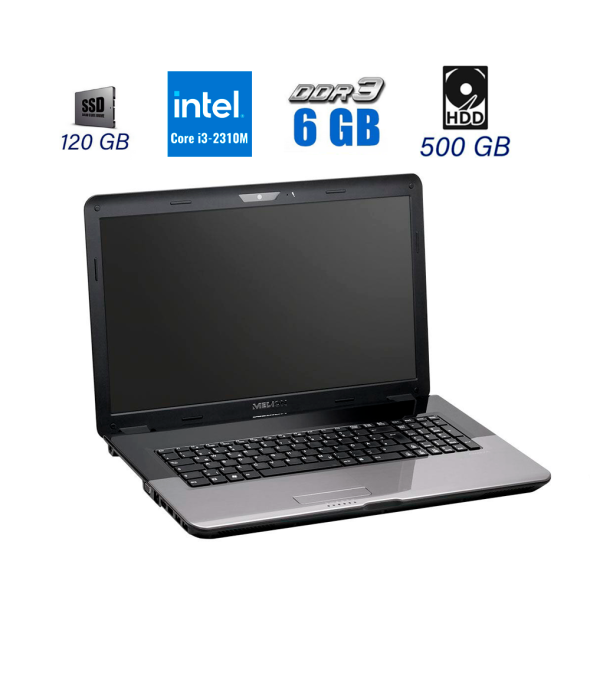 Ноутбук Б-класс Medion Akoya E7218 / 17.3&quot; (1600x900) TN / Intel Core i3-2310M (2 (4) ядра по 2.1 GHz) / 6 GB DDR3 / 120 GB SSD + 500 GB HDD / Intel HD Graphics / WebCam / USB 3.0 - 1