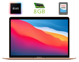 БУ Ноутбук Apple MacBook Air A2337 (2020) / 13.3&quot; (2560x1600) IPS / Apple M1 (8 ядер по 2.1 - 3.2 GHz) / 8 GB DDR3 / 256 GB SSD / Apple M1 GPU / WebCam из Европы