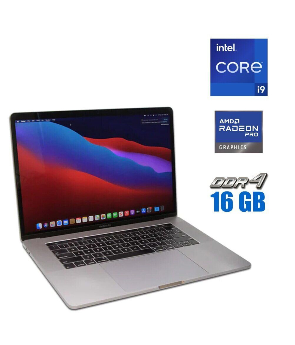 Ноутбук Б-клас Apple MacBook Pro A1990 / 15.4&quot; (2880x1800) IPS / Intel Core i9 - 9880h (8 (16) ядер по 2.3-4.8 GHz) / 16 GB DDR4 / 500 GB SSD / AMD Radeon Pro 560X, 4 GB GDDR5, 128-bit / WebCam - 1