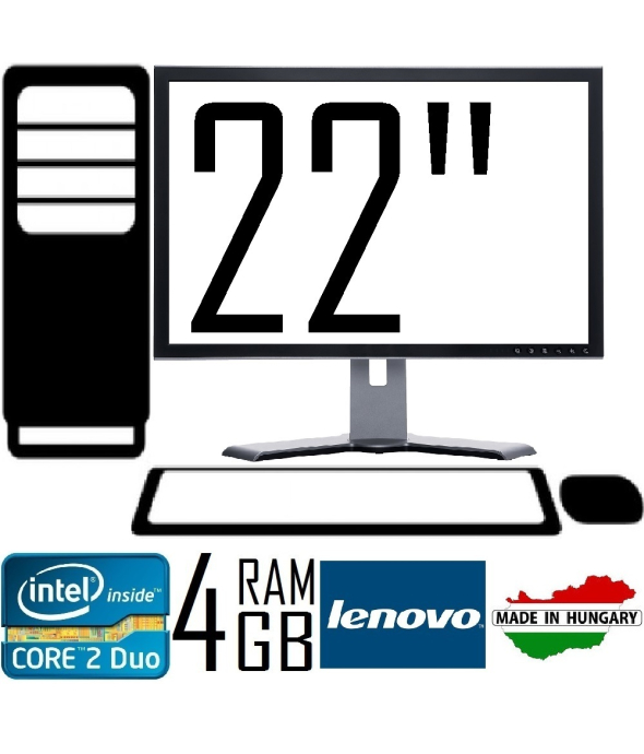 КОМП'ЮТЕР LENOVO M70E CORE 2 DUO 3.0GHZ / 4GB DDR3 + 22 &quot;TFT МОНІТОР - 1