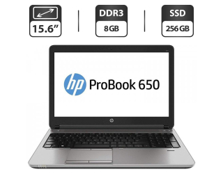 БУ Ноутбук HP ProBook 650 G1 / 15.6&quot; (1366x768) TN / Intel Core i5-4210M (2 (4) ядра по 2.6 - 3.2 GHz) / 8 GB DDR3 / 256 GB SSD / Intel HD Graphics 4600 / WebCam / DVD-ROM / VGA из Европы