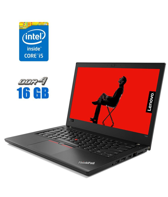 Ультрабук Lenovo ThinkPad T480s / 14&quot; (1920x1080) IPS / Intel Core i5-8350U (4 (8) ядра по 1.7 - 3.6 GHz) / 16 GB DDR4 / 256 GB SSD M.2 / Intel UHD Graphics 620 / WebCam / FingerPrint - 1