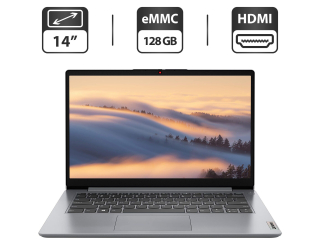 БУ Новый ультрабук Lenovo IdeaPad 1i 14 Gen 7 / 14&quot; (1366x768) TN / Intel Pentium N5030 (4 ядра по 1.1 - 3.1 GHz) / 4 GB DDR4 / 128 GB eMMC / Intel UHD Graphics 605 / WebCam / HDMI из Европы