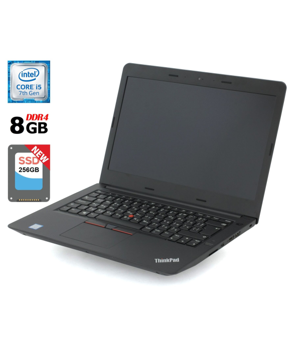 Ноутбук Lenovo ThinkPad E470 / 14&quot; (1920x1080) IPS / Intel Core i5-7200U (2 (4) ядра по 2.5 - 3.1 GHz) / 8 GB DDR4 / 256 GB SSD NEW / Intel HD Graphics 620 / WebCam / HDMI - 1