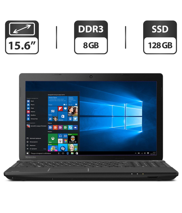 Ноутбук Б-класс Toshiba Satellite Pro C50-A-1LT / 15.6&quot; (1366x768) TN / Intel Core i3-3110M (2 (4) ядра по 2.4 GHz) / 8 GB DDR3 / 128 GB SSD / Intel HD Graphics 4000 / WebCam / DVD-ROM / HDMI - 1