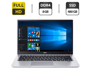 БУ Новый ультрабук Acer Swift SF314-511-360U Silver / 14&quot; (1920x1080) IPS / Intel Core i3-1115G4 (2 (4) ядра по 4.1 GHz) / 8 GB DDR4 / 480 GB SSD / Intel UHD Graphics / WebCam / HDMI / Windows 10 Home из Европы