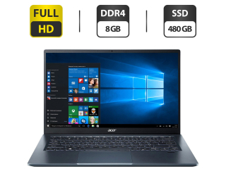 БУ Новый ультрабук Acer Swift SF314-511-360U Blue / 14&quot; (1920x1080) IPS / Intel Core i3-1115G4 (2 (4) ядра по 4.1 GHz) / 8 GB DDR4 / 480 GB SSD / Intel UHD Graphics / WebCam / HDMI / Windows 10 Home из Европы