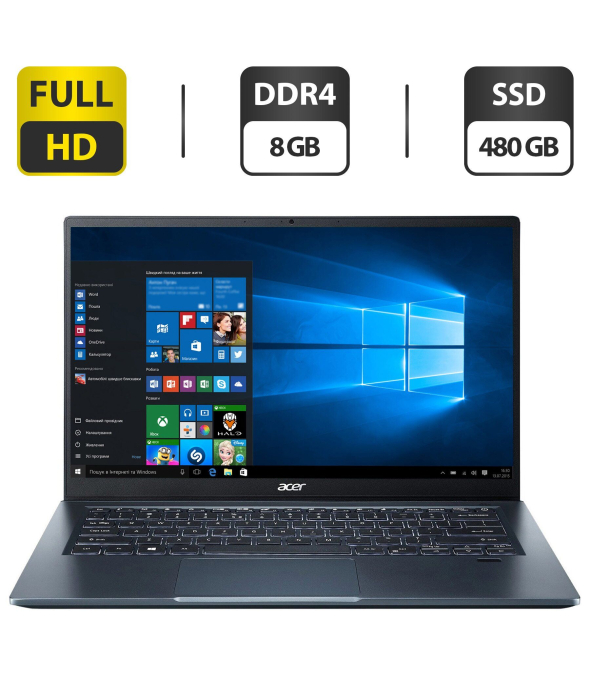 Новый ультрабук Acer Swift SF314-511-360U Blue / 14&quot; (1920x1080) IPS / Intel Core i3-1115G4 (2 (4) ядра по 4.1 GHz) / 8 GB DDR4 / 480 GB SSD / Intel UHD Graphics / WebCam / HDMI / Windows 10 Home - 1