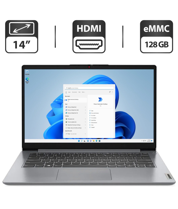 Новый ультрабук Lenovo IdeaPad 1 14IGL7 / 14&quot; (1366x768) TN / Intel Pentium Silver N5030 (4 ядра по 1.1 - 3.1 GHz) / 4 GB DDR4 / 128 GB eMMC / Intel UHD Graphics 605 / WebCam / HDMI - 1