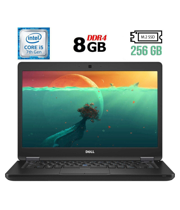 Ноутбук Б-класс Dell Latitude 5480 / 14&quot; (1920x1080) IPS / Intel Core i5-7300U (2 (4) ядра по 2.6 - 3.5 GHz) / 8 GB DDR4 / 256 GB SSD M.2 / Intel HD Graphics 620 / WebCam / USB 3.1 / HDMI / Windows 10 лицензия - 1