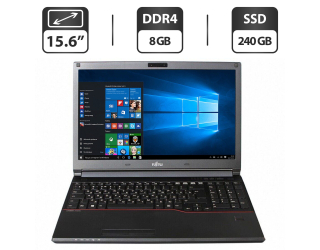 БУ Ноутбук Fujitsu LifeBook E556 / 15.6&quot; (1366x768) TN / Intel Core i5-6300U (2 (4) ядра по 2.4 - 3.0 GHz) / 8 GB DDR4 / 240 GB SSD / Intel HD Graphics 520 / VGA из Европы