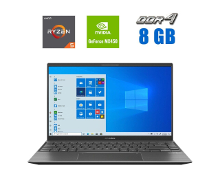 БУ Игровой ноутбук Asus ZenBook UX425UG / 14&quot; (1920x1080) IPS / AMD Ryzen 5 5500U (6 (12) ядер по 2.1 - 4.0 GHz) / 8 GB DDR4 / 256 GB SSD M.2 / nVidia GeForce MX450, 2 GB GDDR5, 64-bit / WebCam  из Европы