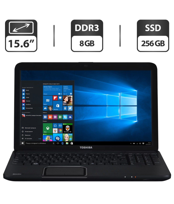 Ноутбук Toshiba Satellite C855 / 15.6&quot; (1366x768) TN / Intel Core i5-3230M (2 (4) ядра по 2.6 - 3.2 GHz) / 8 GB DDR3 / 256 GB SSD / Intel HD Graphics 3000 / WebCam / DVD-ROM - 1