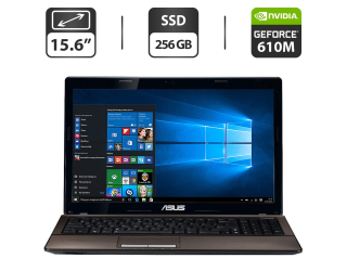 БУ Ноутбук Asus K53S / 15.6&quot; (1366x768) TN / Intel Core i5-2450M (2 (4) ядра по 2.5 - 3.1 GHz) / 8 GB DDR3 / 256 GB SSD / nVidia GeForce 610M, 2 GB GDDR3, 64-bit / WebCam / VGA из Европы