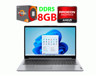 БУ Новый ультрабук Lenovo IdeaPad 1 15AMN7 / 15.6&quot; (1920x1080) TN / AMD Ryzen 3 7320U (4 (8) ядра по 2.4 - 4.1 GHz) / 8 GB DDR5 / 256 GB SSD / AMD Radeon 610M Graphics / WebCam из Европы