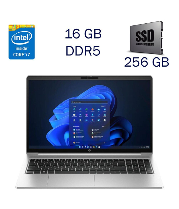 Ультрабук HP ProBook 450 G10 / 15.6&quot; (1920x1080) IPS / Intel Core i7-1355U (10 (12) ядер по 3.7 - 5.0 GHz) / 16 GB DDR5 / 256 GB SSD / Intel Iris Xe Graphics eligible / WebCam / Windows 11 PRO Lic - 1