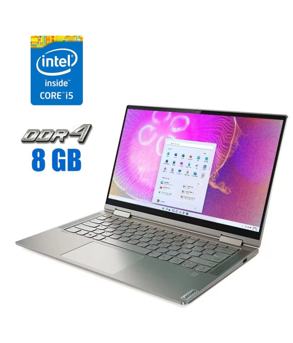Ноутбук-трансформер Lenovo Yoga C740-14IML / 14&quot; (1920x1080) IPS Touch / Intel Core i5-10210U (4 (8) ядра по 1.6 - 4.2 GHz) / 8 GB DDR4 / 240 GB SSD / Intel UHD Graphics / WebCam - 1