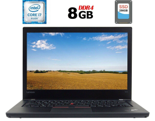 БУ Ноутбук Lenovo ThinkPad T470 / 14&quot; (1920x1080) IPS / Intel Core i7-6600U (2 (4) ядра 2.6 - 3.4 GHz) / 8 GB DDR4 / 256 GB SSD / Intel HD Graphics 520 / WebCam / Fingerprint / HDMI / Две АКБ / Windows 10 лицензия из Европы